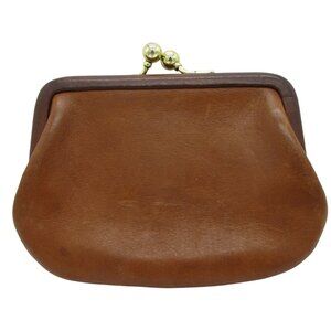 Vintage COACH Kisslock Change Purse Wallet Leather Brown 1980's  Quiet Luxury